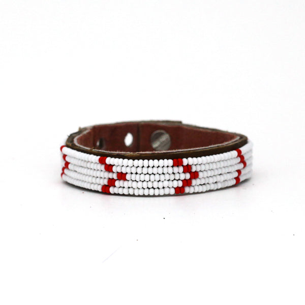 Bracelet Beads Chevron Rouge Blanc - Tanzanie