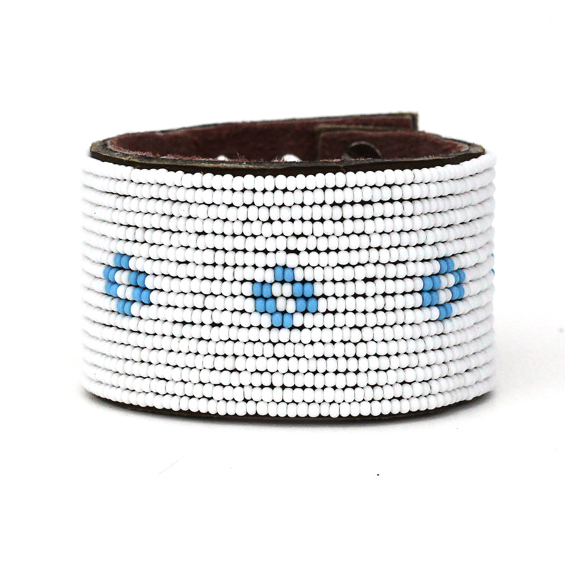 Bracelet Beads Diamant Bleu Clair Blanc - Tanzanie