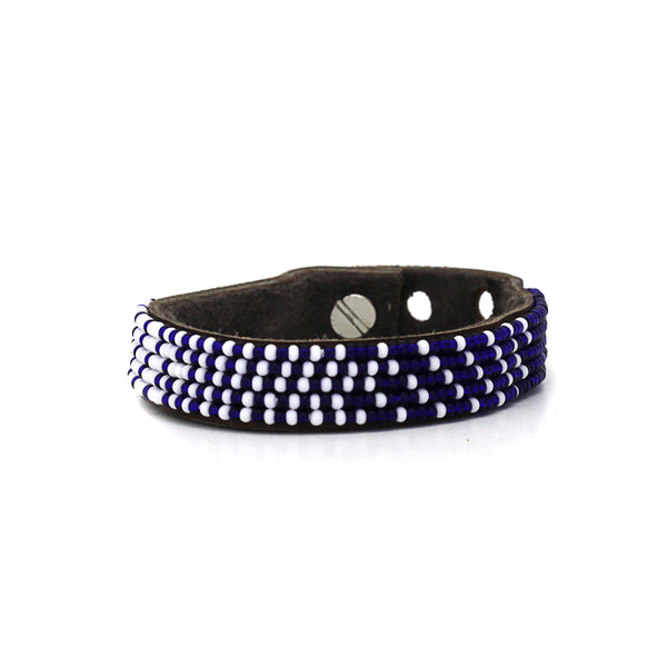 Bracelet Beads Ombre Bleu Foncé Blanc - Tanzanie