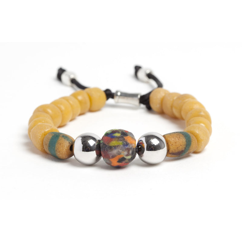 Bracelet Beads Verre Peintes à Main Recyclé Ghana - Québec