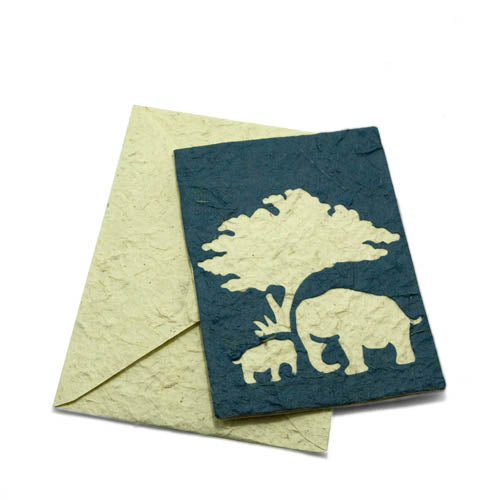 Carte de Souhait 2 Éléphants - PooPooPaper Papier Écologique